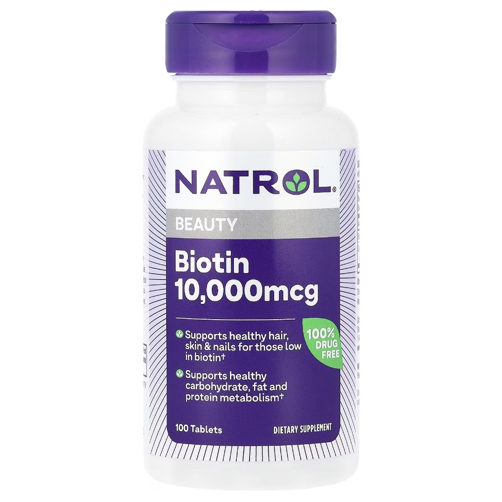 Natrol Biotin 10,000 mcg, 100 Tablets ไบโอติน ด้านความงาม