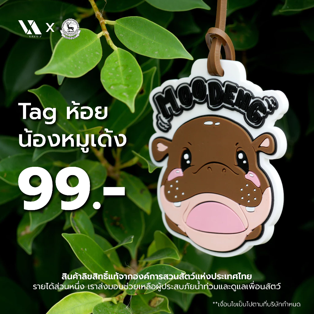 VAVA Z Tag ห้อยกระเป๋า น้องหมูเด้ง ลิขสิทธิ์แท้จากองค์การสวนสัตว์แห่งประเทศไทย