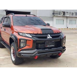 ชุดแต่งรถยนต์ สเกิร์ตหน้า Triton 2019-2021 หูลากแดง (มีไฟ LE…