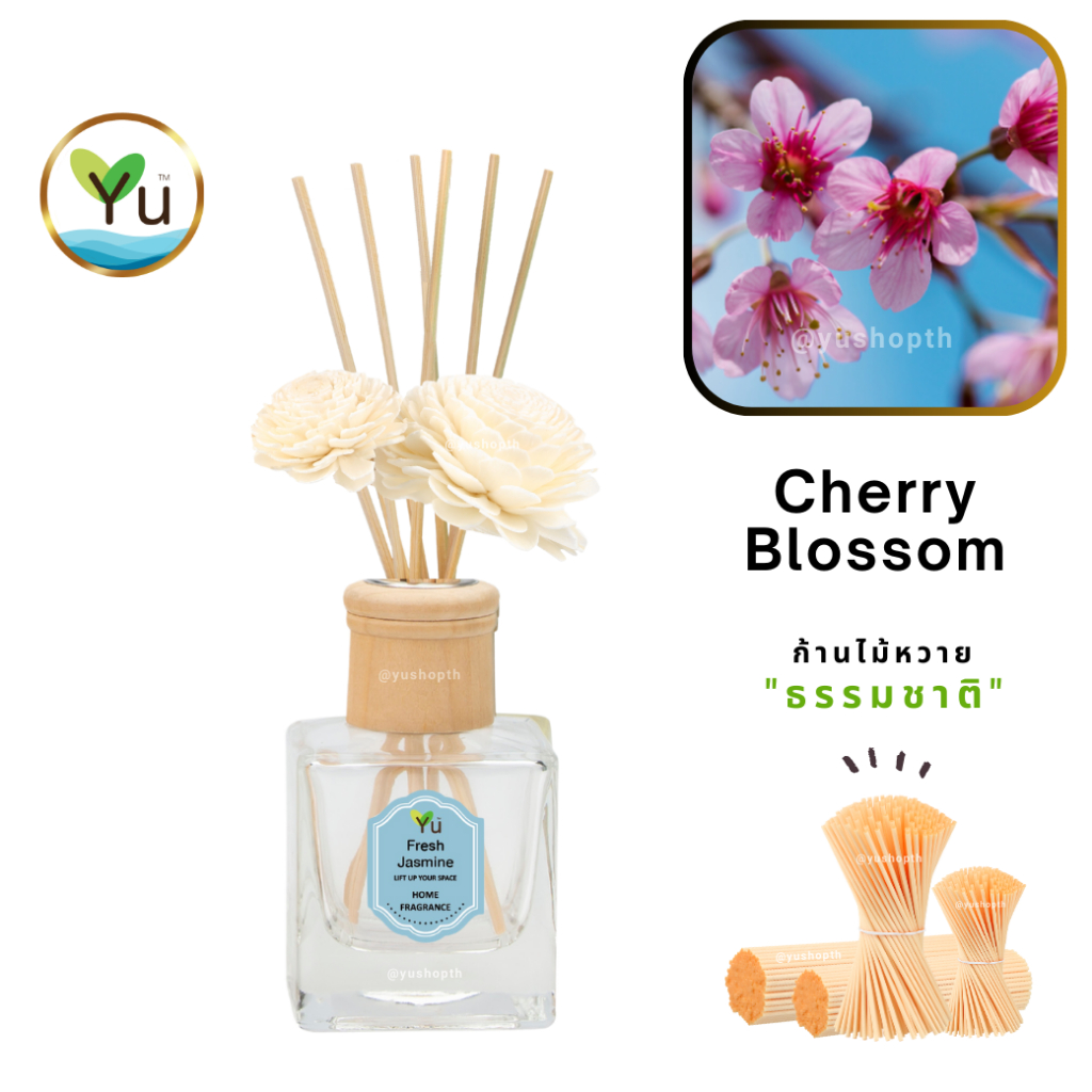 🌟กลิ่น Cherry Blossom ดอกซากุระ 🌟Room Diffuser 150 ml. กลิ่นดอกซากุระ กลิ่นหอมนุ่มละมุนน่ารัก ก้านไม้หอม
