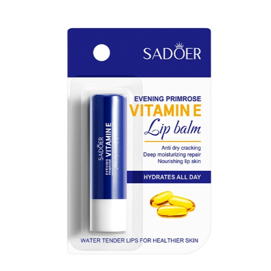 SADOER EVENING PRIMROSE VITAMIN E LIP BALM ลิปบาล์ม ลิปบำรุงริมฝีปาก ชุ่มชื้น อวบอิ่ม ( VITAMIN E )