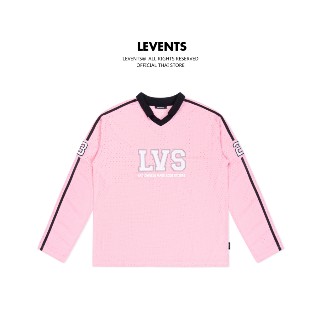 Levents® 23 Jersey เสื้อเจอร์ซี่โอเวอร์ไซส์ แขนยาว ปักลายนูน ผ้าตาข่ายคุณภาพสูง