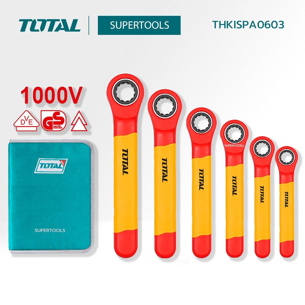 TOTAL  ประแจแหวนฟรีด้ามหุ้มฉนวน  6  ตัวชุด , 7 ตัวชุด  รุ่น  THKISPA0603  /  THKISPA0702  supertools