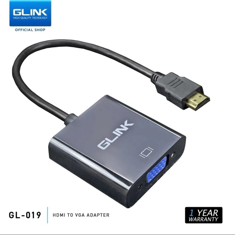 อุปกรณ์แปลงสัญญาณ ภาพ HDMI เป็น VGA (ไม่มีช่องสัญญาณเสียง) GLINK GL-019 HDMI TO VGA