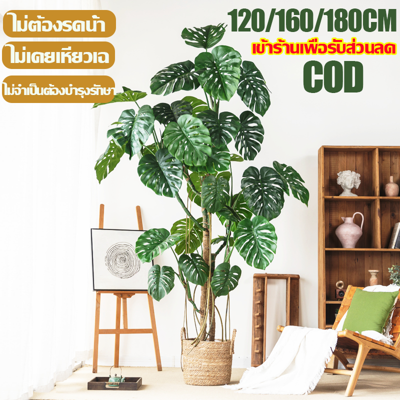 🌳ถ่ายจริง🌳120/160/180cm มอนเสตอร่า ต้นไม้ปลอม พร้อมกระถาง ใช้สำหรับในสวน/ห้องนั่งเล่น  ร้านกาแฟ