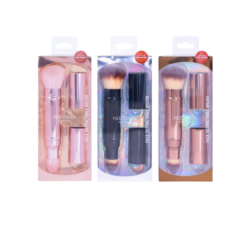 (1 ชิ้น) NEE CARA N361 Face Retractable Brush นีคาร่า แปรงปลอก 2 หัว ปัดแป้ง