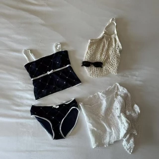 🌸Swift Bra🌸Sexy swimsuit 🤍 SCOTTY ปึ้งงงงงง!!!🔥🤍🎀🌊เซต2ชิ้น ทูพีช เสื้อสายเดี่ยว+กางเกง ลายสก็อตโทนสีน่ารักมาก cara rari
