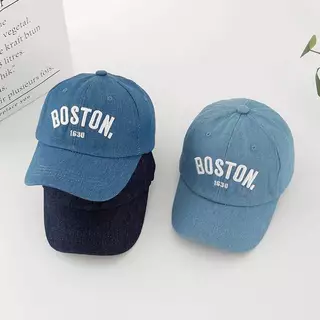 [พร้อมส่ง] หมวกเด็ก 1ปี - 5ปี รอบหัว:50-52 cm. หมวกแก๊ป (Cap) ผ้ายีนส์ ปักอักษร BOSTON 1630 หมวกสำหรับเด็กใส่กันแดด