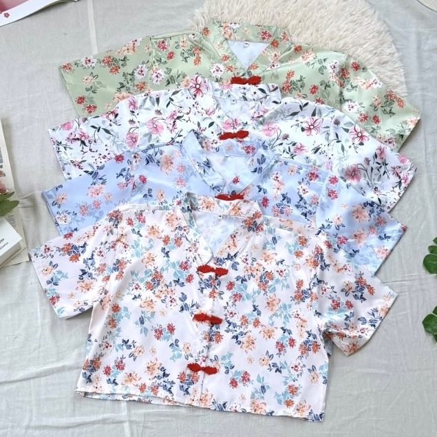 เสื้อครอป ตรุษจีน รุ่นสีมินิมอล สไตล์สาวอวบ ลายดอกไม้ 2025 ราคา ถูกที่สุด ดีลบีเคเค แกลเลอรีภาพที่ 6