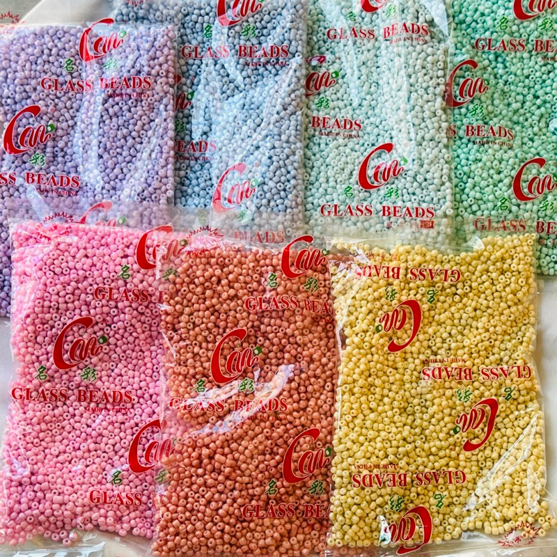 ลูกปัดเม็ดทราย 450 กรัม ถุงใหญ่ ลูกปัดขนาด 3-4 มิล โทนพาสเทล ( พร้อมส่ง )