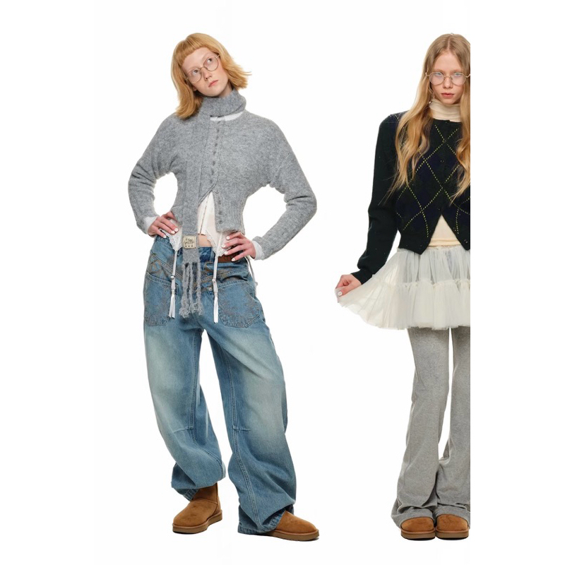 1JINN STUDIO กางเกงยีนส์เอวต่ำ