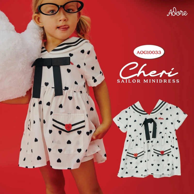 ADORE2112 AOG10033 : CHERI SAILOR MINIDRESS ชุดเด็กผู้หญิง เสื้อผ้าเด็กผู้หญิง เดรสพิมพ์ลายจุด เดรสล
