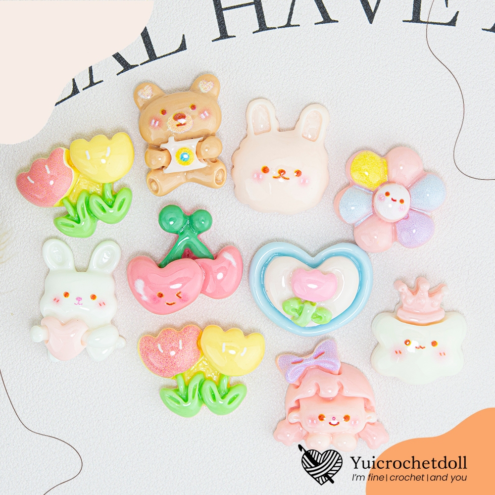 ส่งจากไทย RS468 ᵕ̈ เรซิ่น รวมน่ารัก สำหรับตกแต่งโทรศัพท์ กระจก เคสยาดม พวงกุญแจ [แพค 10 ชิ้น]