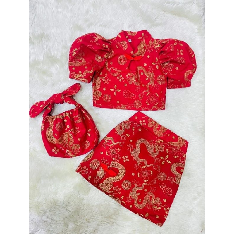 ชุดตรุษจีนเด็กชุดอาหมวยกี่เพ้าพร้อมกระเป๋าเข้าชุด🏮พร้อมส่ง(KU) - รูปที่ 4