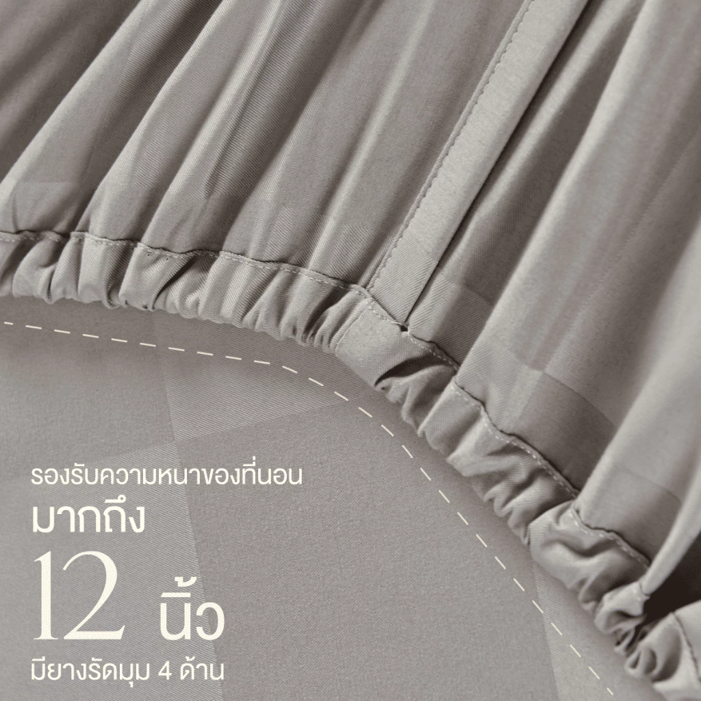 ibed ชุดผ้าปูที่นอนทอลายครบเซ็ท Softex Satin (ทอลายตาราง) Hazelnut - CHECKERD COLLECTION thumbnail 6