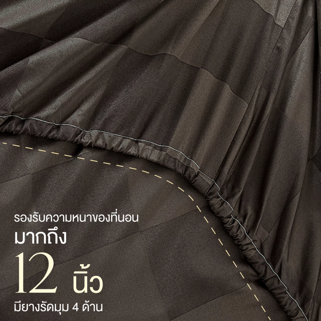 ibed ชุดผ้าปูที่นอนทอลายครบเซ็ท Softex Satin (ทอลายตาราง) Dark Chocolate - CHECKERD COLLECTION thumbnail 6