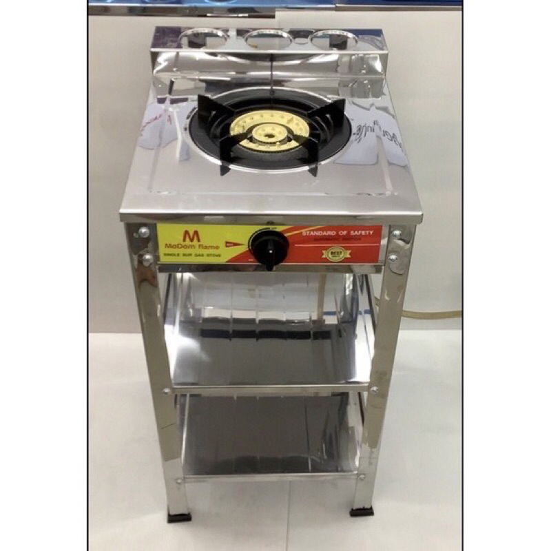 MaDam Flameเตาแก๊สหัวเดี่ยว สแตนเลส หัวเตาเหล็กหล่อ(STL/ สีเทา)(