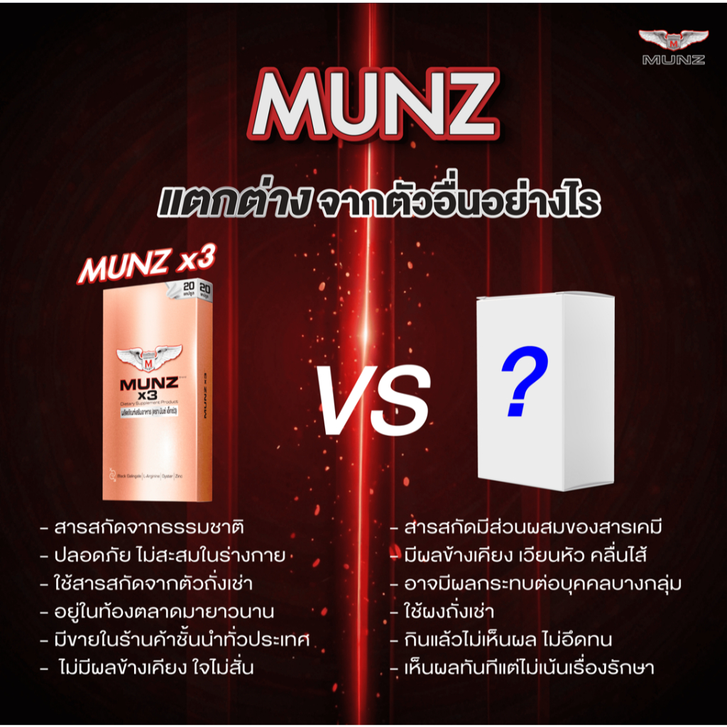 Munz X3 กล่องสีทอง 10 แคปซูล 1 กล่อง  โปรโมชั่น อาหารเสริมเพื่อสุขภาพคุณผู้ชาย - 2