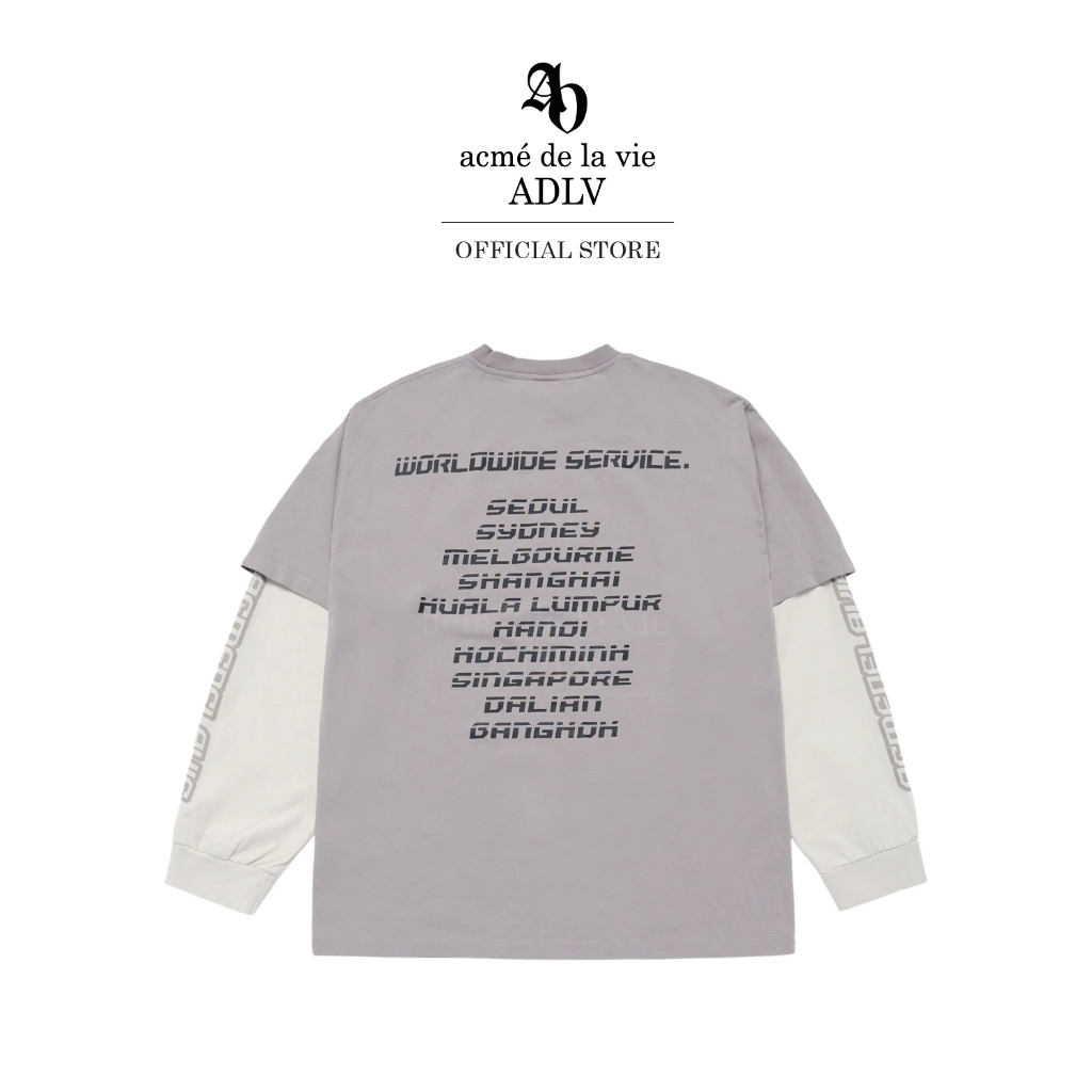 ADLV [acme de la vie] เสื้อยืดแขนยาว รุ่น Double Layer Waffle Long Sleeve Grey (50012SLYLSU_H4GYXX)