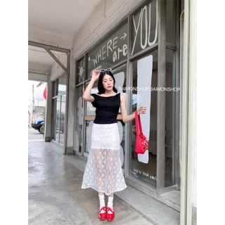 💰 MahahengCloset 💰กระโปรงยาวลูกไม้ ลายดอกกุหลาบ🌹มีซับใน ผ้านิ่มสวย ใส่สบาย เป็นเอวยางรอบ ติดซิบข้าง 🌸