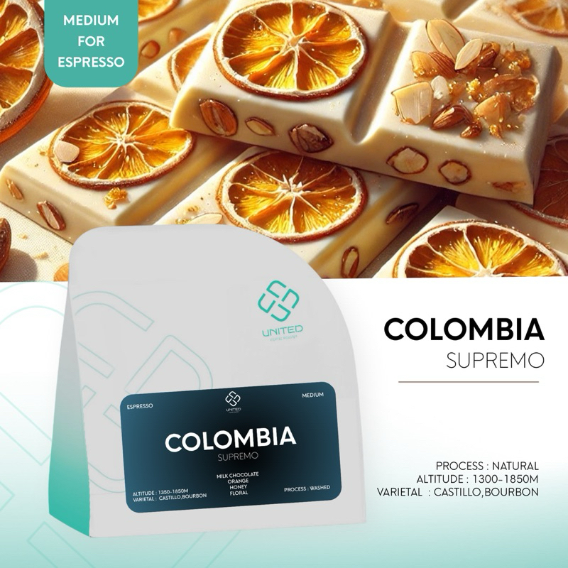 United Coffee Roaster เมล็ดกาแฟโคลัมเบีย คั่วกลาง (Colombia) Modern Espresso ที่มีเอกลักษณ์เฉพาะตัว