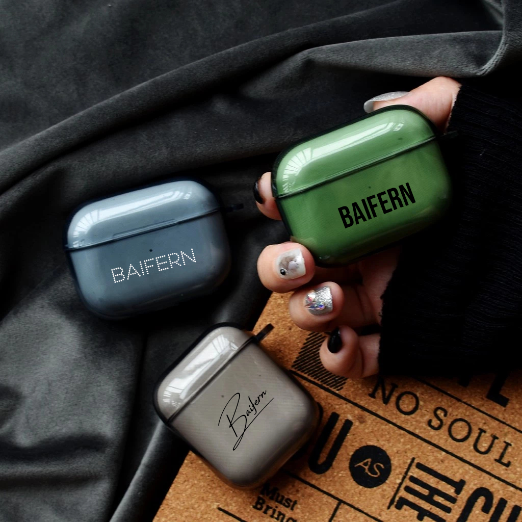 เคส Airpods [สกรีนชื่อ] Gen 1/2/3/4/Pro/Pro2/Pro3 TPU Case สีโปร่งใส