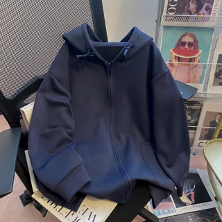 เสื้อกันหนาวแขนยาวมีซิปมีกระเป๋าและหมวก แจ็คเก็ตผู้หญิง งานห้าง เนื้อผ้าวอมคอตตอน100%7สี อก32-50