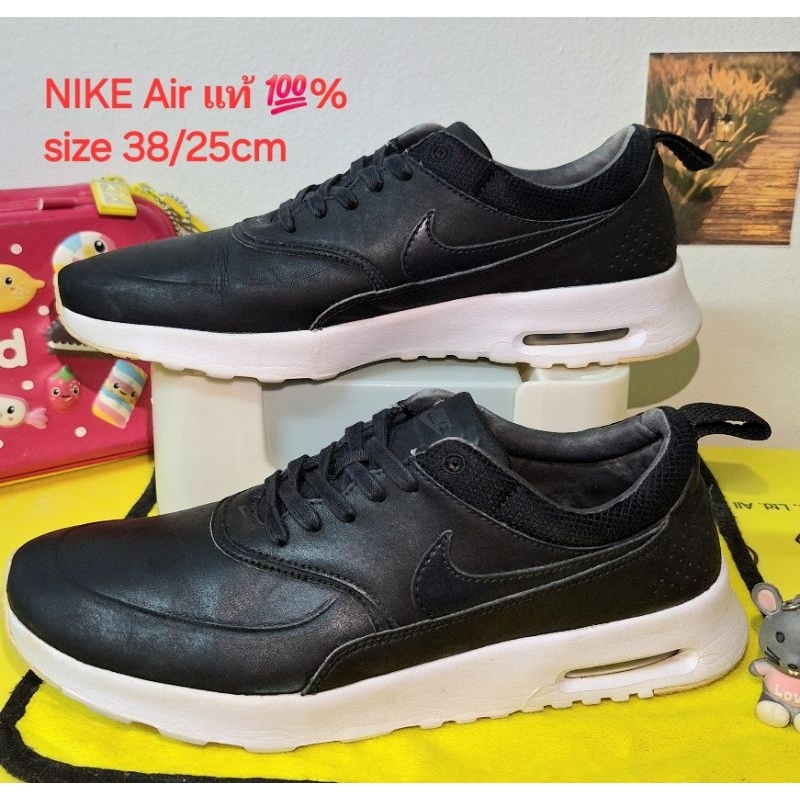 รองเท้าผ้าใบมือสอง NIKE Air MAX Theaแท้💯% สภาพ95%‼️size 38.5/24.5-25c.m(ใส่ได้) ดำสนิทหนังไม่แตกซอฟเ