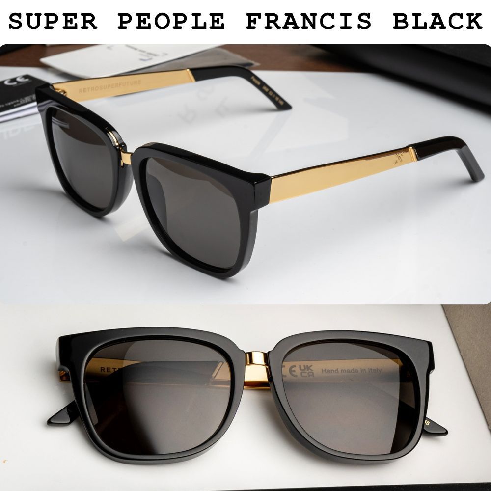 แว่นกันแดด RETROSUPERFUTURE SUPER IAW PEOPLE FRANCIS BLACK GOLD 53mm