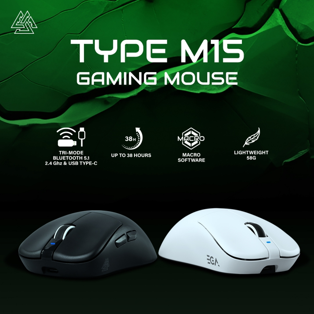 [ประกัน 1ปี] EGA Type M15 Gaming Mouse เมาส์เกมมิ่งไร้สาย Bluetooth/Wireless/Wired มี Macro Software