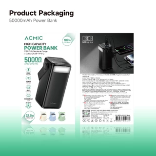 ACMIC AP50-01PD PRO Powerbank 50000mAh พาวเวอร์แบงค์ ชาร์จเร็วPD20Wจ่ายไฟออกType-C ประกัน2ปี