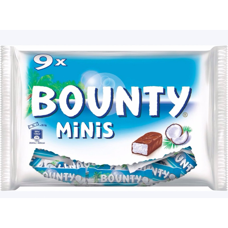 Chocolate BOUNTY minis 235 g. ช็อคโกแลตสอดไส้มะพร้าว มี 9 ชิ้น