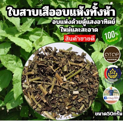 ใบสาบเสืออบแห้งด้วยตู้แสงอาทิตย์ ใหม่ สะอาด ปลอดสารเคมี 100%  สินค้าดี OTOP ออกกำกับภาษีได้คะ