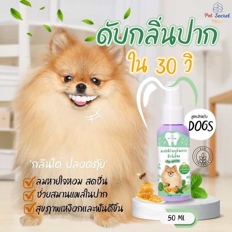 [ส่งไว] Pet Secret Plus สเปรย์ดับกลิ่นปากสุนัขและแมว หอมไวใน 30 วิ ดับกลิ่นปากยาวนาน 8 ชั่วโมง