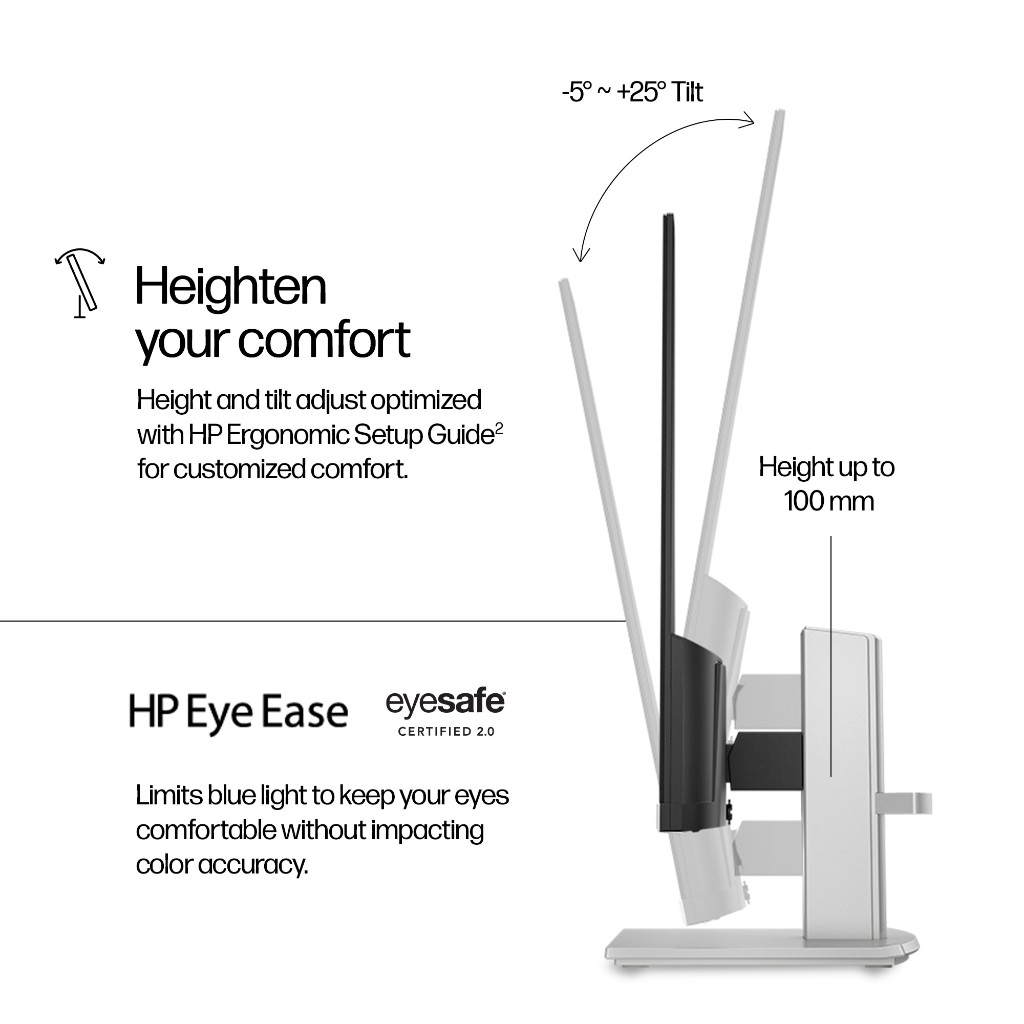 HP Monitor 23.8″/27″ ปรับความสูงได้ FHD 1920 x 1080 / IPS /100 Hz /Series 5 จอคอมพิวเตอร์ ราคา ถูกที่สุด ดีลบีเคเค แกลเลอรีภาพที่ 5