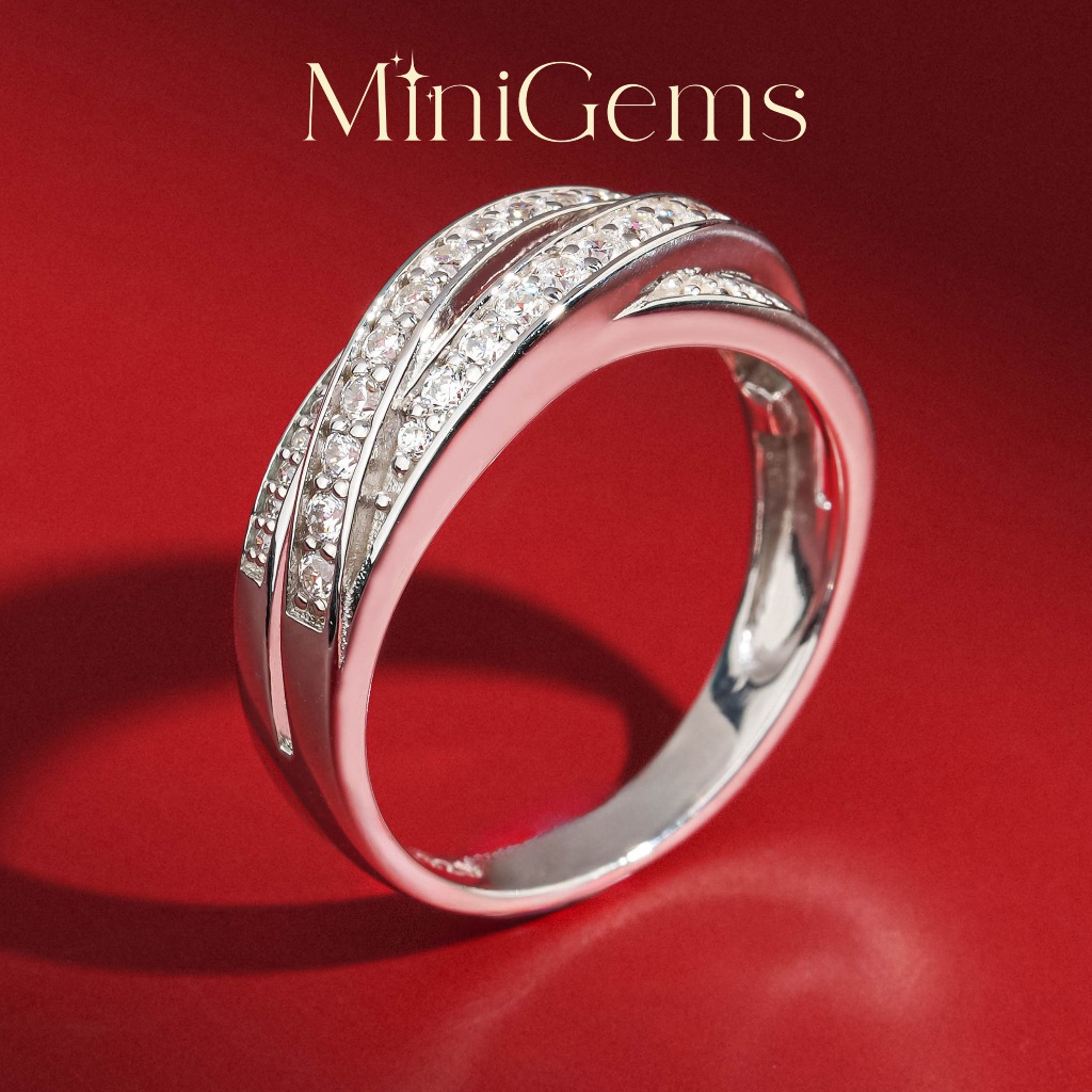 MiniGems แหวน เงินแท้ 92.5 เพชรสวิส(CZ) แหวนคู่ แหวนแต่งงาน แหวนผู้หญิง แหวนผู้ชาย 06444