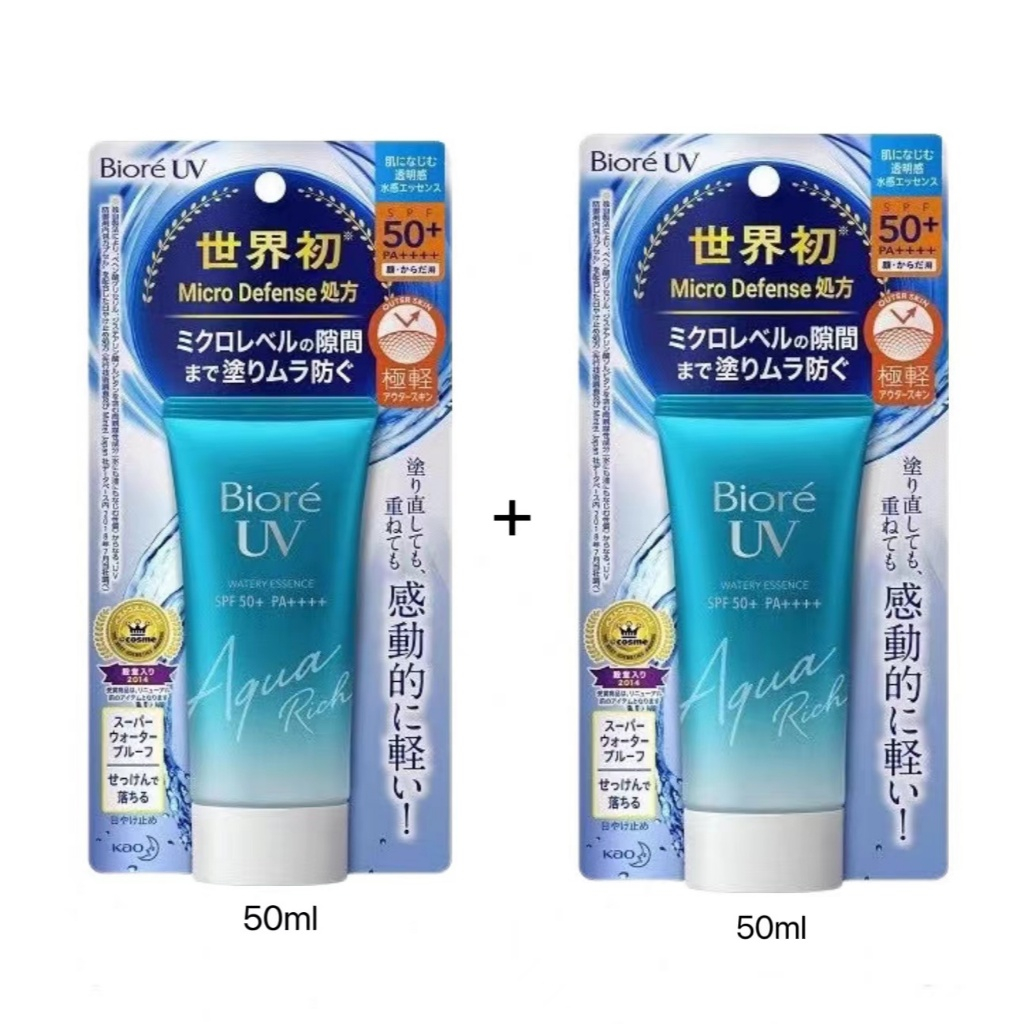 ของมาใหม่ 159 บาท ซื้อ 1 แถม 1 Biore บิโอเร ยูวี อะควา ริช วอเตอร์รี เจล เอสพีเอฟ50+ พีเอ++++ 50 มล.