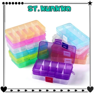 St.kunkka กล่องพลาสติกใส ปรับได้ 10 ช่อง สำหรับเก็บเครื่องประดับ ขนาด 12.8 * 6 * 2.3 ซม.