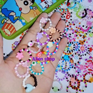 แหวนลูกปัดชุดละ 30/50/100 วง แบบไหมยืดใส่จี้น่ารักๆ