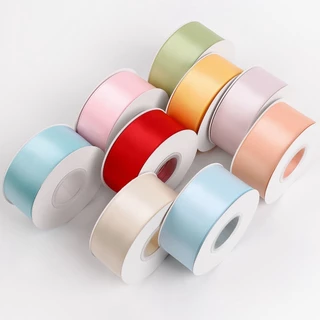 AOZ ริบบิ้นผ้าซาติน ด้านเดียว 4 ซม. 4cm ริบบิ้นตกแต่ง ของขวัญคริสต์มาส ริบบิ้นตกแต่งเสื้อผ้า แฮนด์เมด DIYริบบิ้นดอกกุหลา
