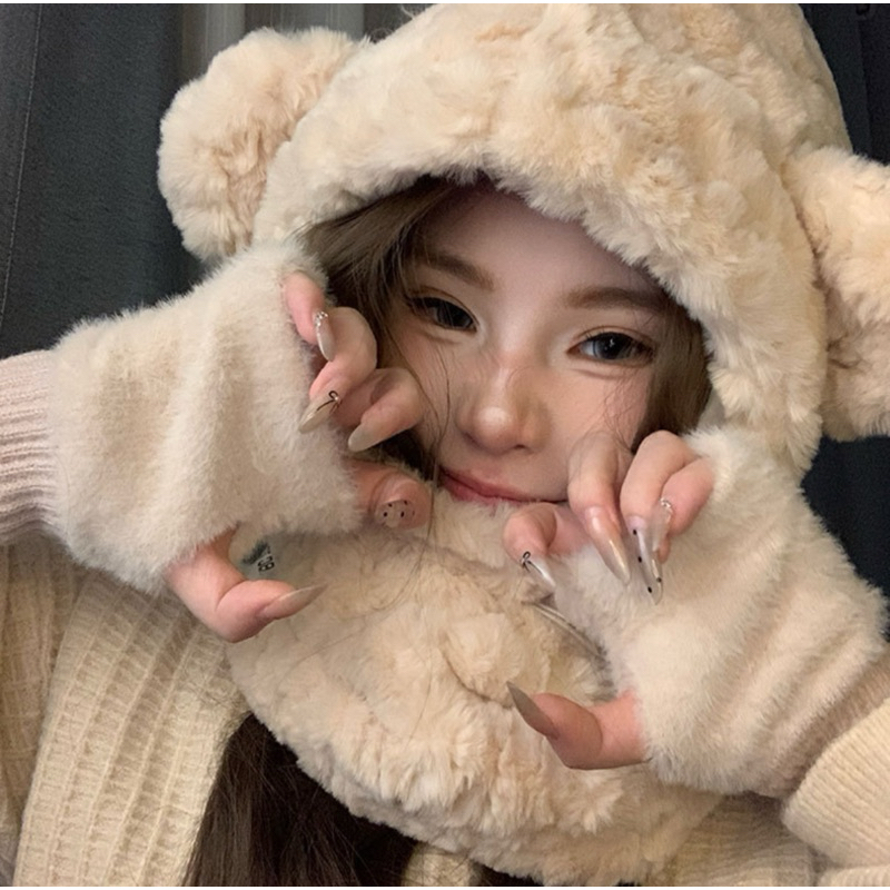 A14 พร้อมส่งจากไทย ถุงมือขนนุ่มสีขาว/สีชมพู ใส่ได้ทั้งแฟชั่นและกันหนาวเลยค่ะ น้องนุ่มนิ่มน่ารักมากค่า