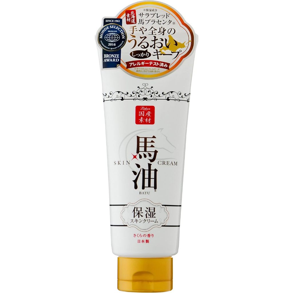 【Direct from Japan】LISHAN BAYU Horse Oil Skin Cream ครีมบำรุงผิวน้ำมันม้า กลิ่นซากุระ 200 กรัม