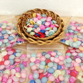 มุกล้อม คละสี สีขาว สีครีม ขนาด 11 มิล 100 ชิ้น อุปกรณ์ตกแต่งDIY