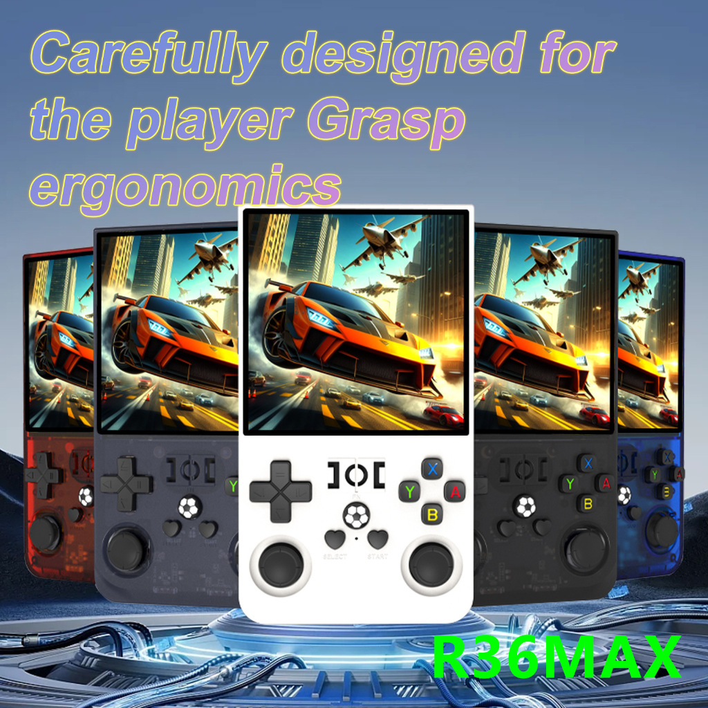 (แถม กระเป๋า+ฟิล์ม)เครื่องเกมพกพา R36MAX จอIPS 4นิ้ว+ความจำ 128GB+20,000เกม รองรับเกมPSP NDS N64 Ps1