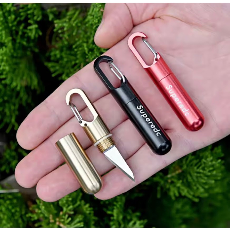 T27 EDC MINI แบบพกพาแคปซูลมีดตัดเครื่องมือทองเหลือง Multi-Function Mini Key แหวนจี้เครื่องมือเล็กๆตัดเครื่องมือ
