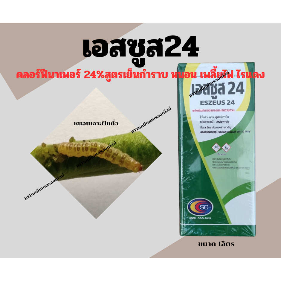 เอสซูส24 ขนาด1ลิตร สารคลอร์ฟีนาเพอร์24% สารกำจัดหนอนสูตรเย็น กำจัดหนอนผีเสื้อทุกชนิด เพลั้ยไฟ ไรแดง เข้มข้น คุ้มค่า