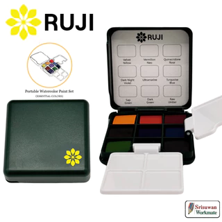 RUJI สีน้ำตลับ พกพา Japanese Design สีน้ำก้อน คุณภาพเยี่ยม Traveller Water Colour Set MAIRTINI BRILLIANT RAYS รุจิ