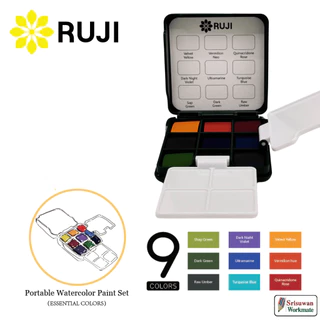 RUJI สีน้ำตลับ พกพา Japanese Design สีน้ำก้อน คุณภาพเยี่ยม Traveller Water Colour Set MAIRTINI BRILLIANT RAYS รุจิ