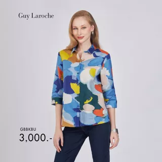 Guy Laroche เสื้อเชิ้ตผู้หญิง Summer Cycle แขนสามส่วน สีน้ำเงิน GBBKBU