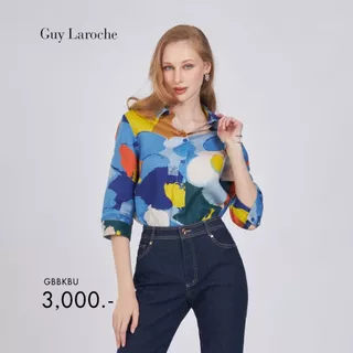 Guy Laroche เสื้อเชิ้ตผู้หญิง Summer Cycle แขนสามส่วน สีน้ำเงิน GBBKBU